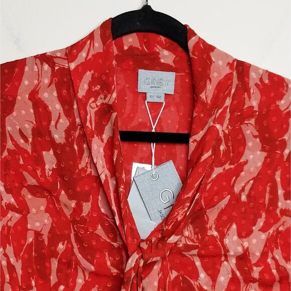 GREY Jason Wu Clip Dot Tie Blouse - Size 10 - NWT - Picture 4 of 9